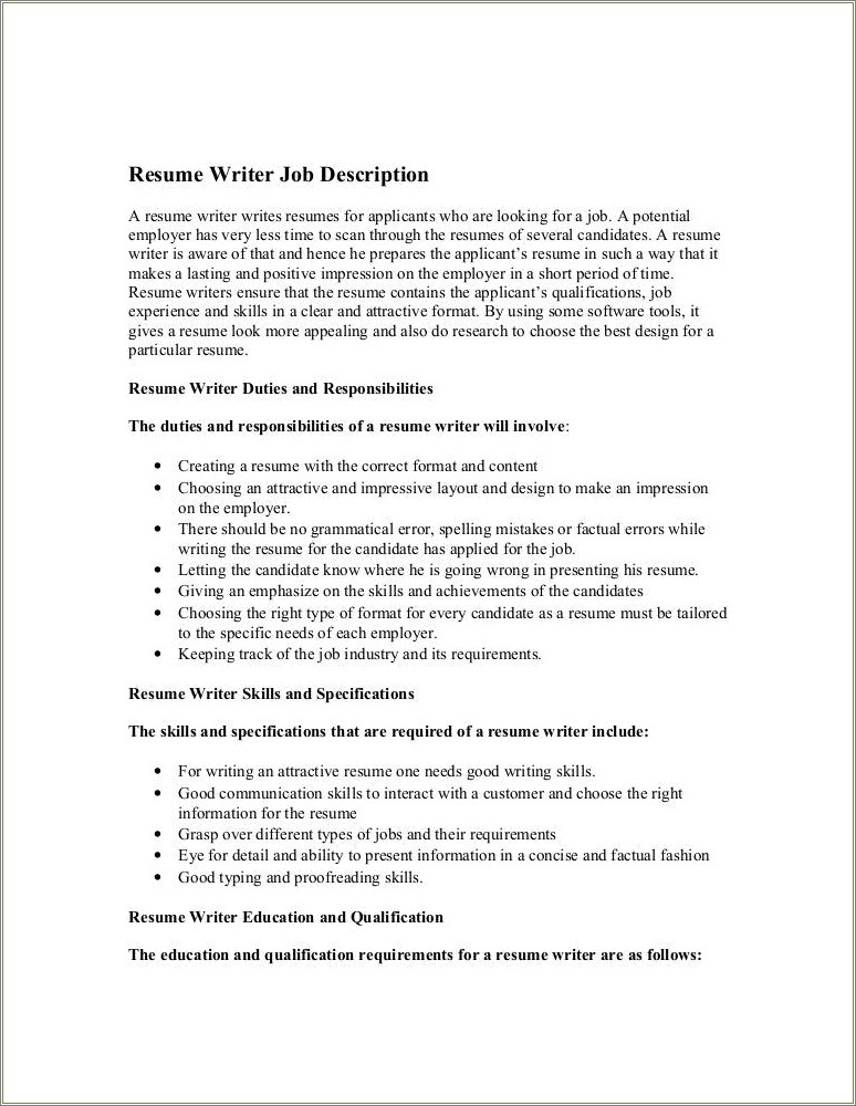 Resume Writing For A Specific Job