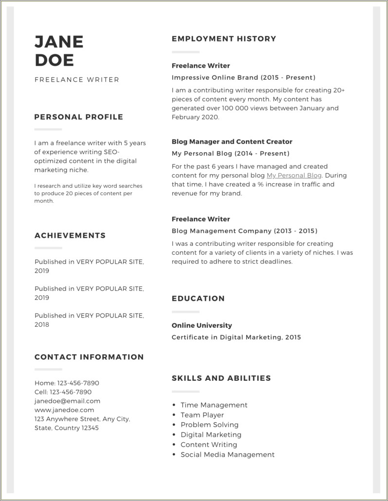 Resume Writing For Students Witth Little Experience