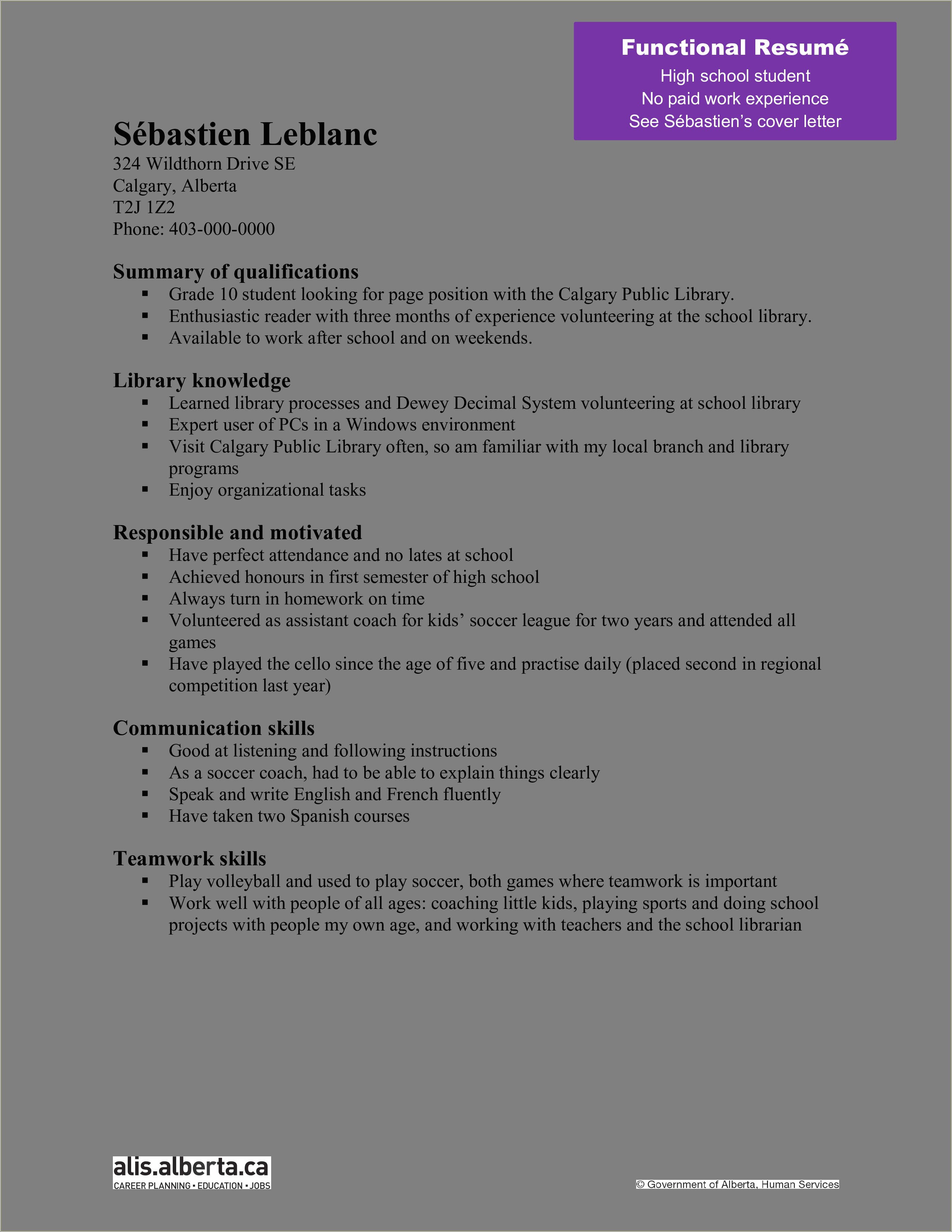 Resume Writing Template For High School Students