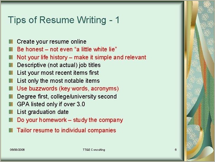 Resume Writing Tips For First Job