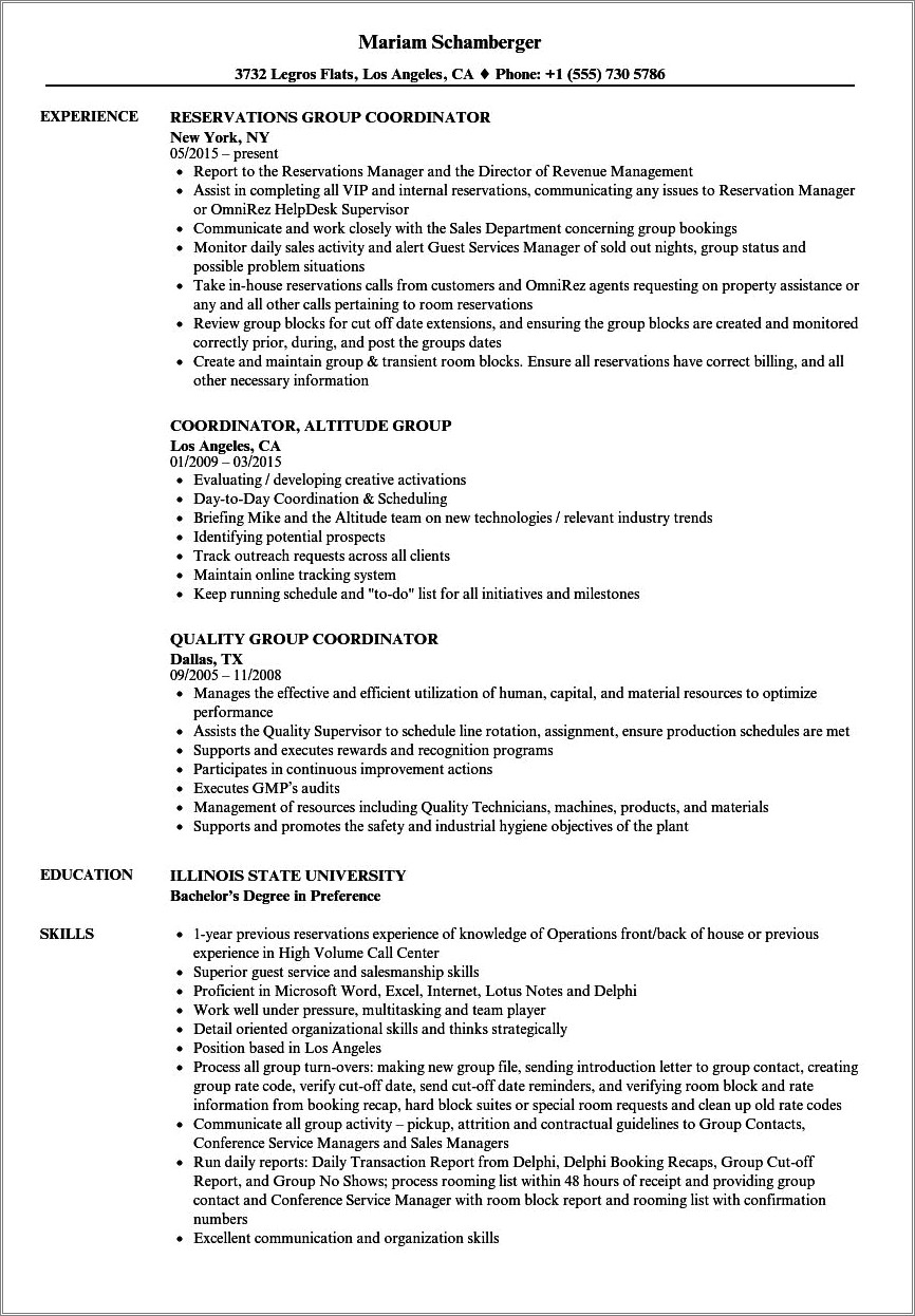 Resume Writing Working In A Group Settins