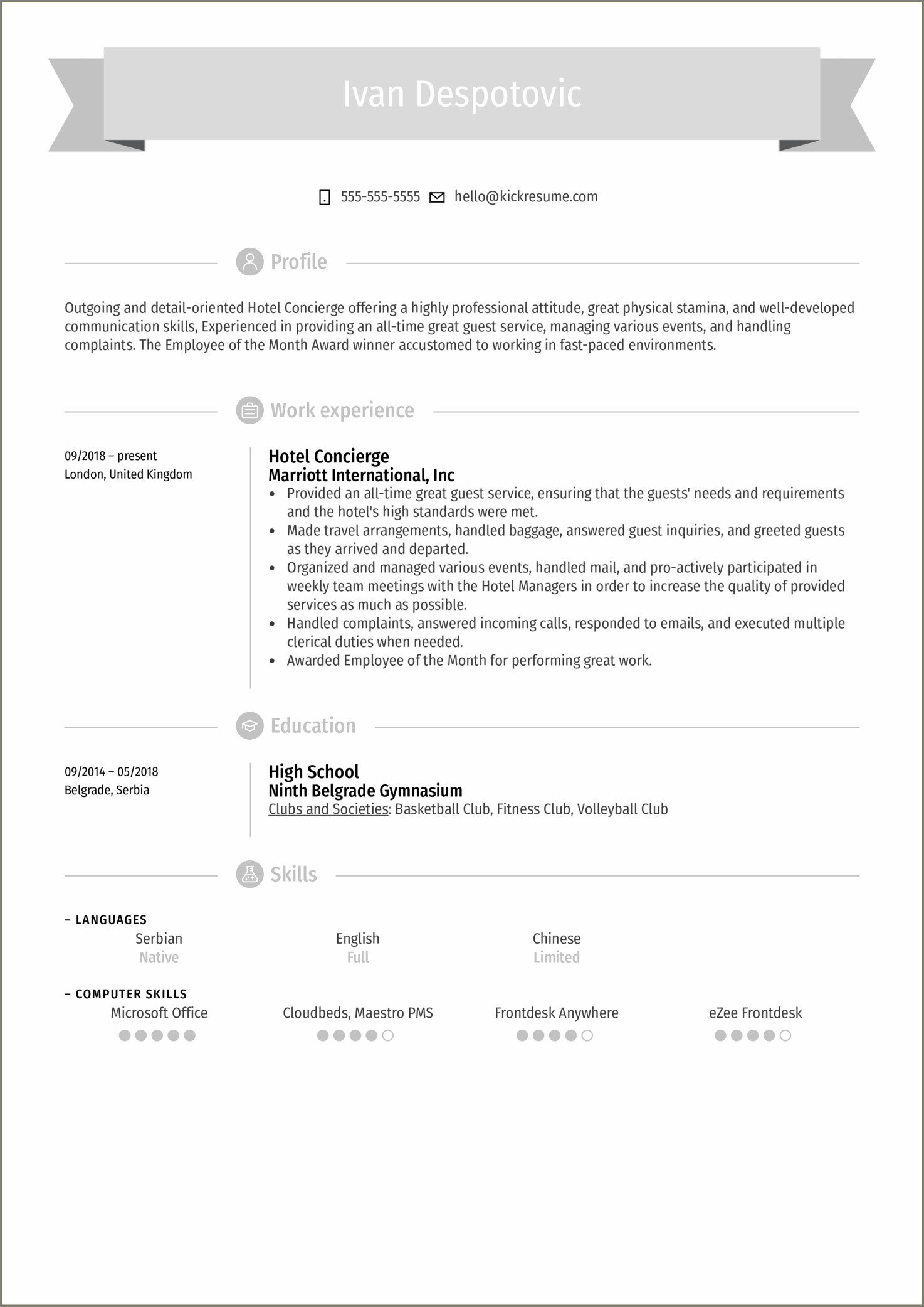 Resumes Examples To Apply For Patient Concierge