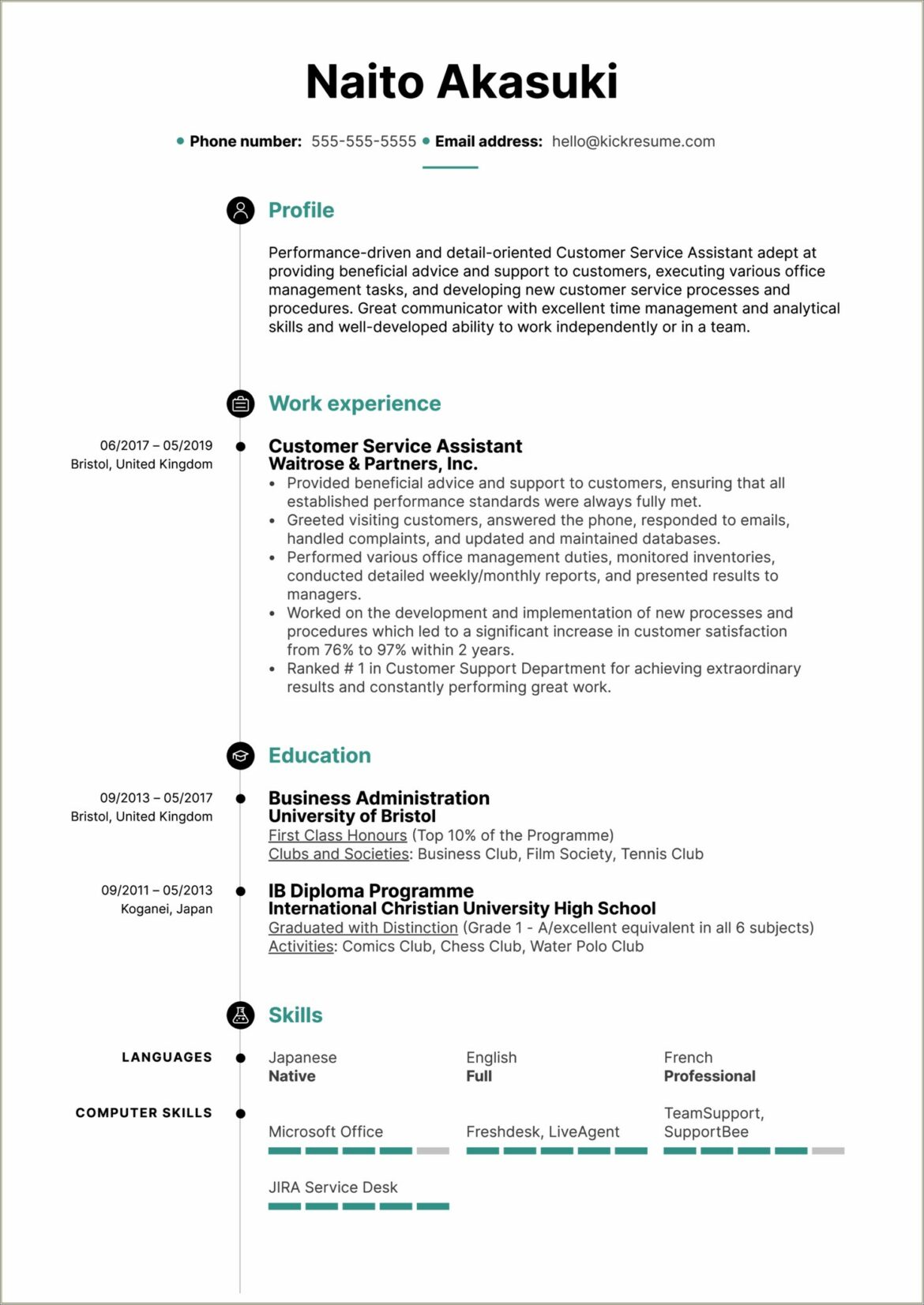 Resumes For Customer Service And Management