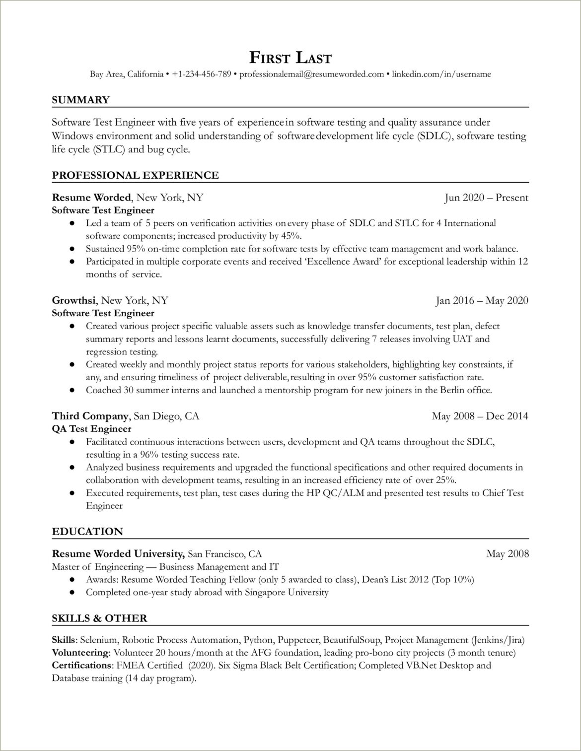 Resumes For Engineers With Multiple Years Experience