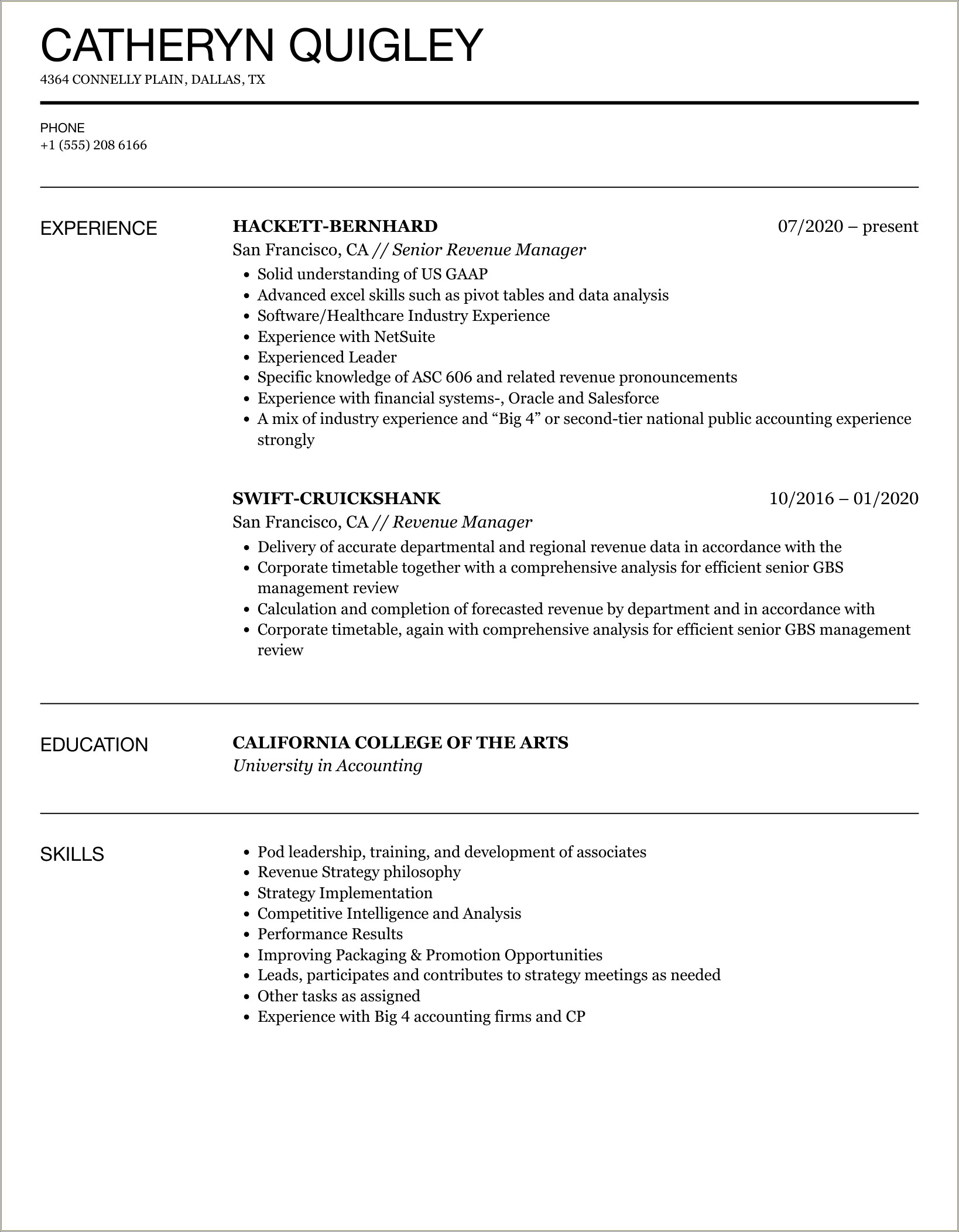 Resumes For Revenue Managers At Marriott On Linkedin