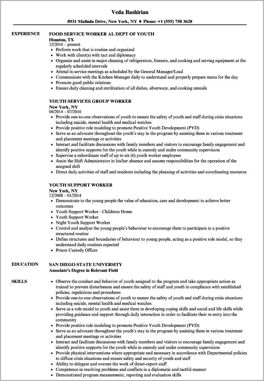 Resumes For Youth Jobs In 76065