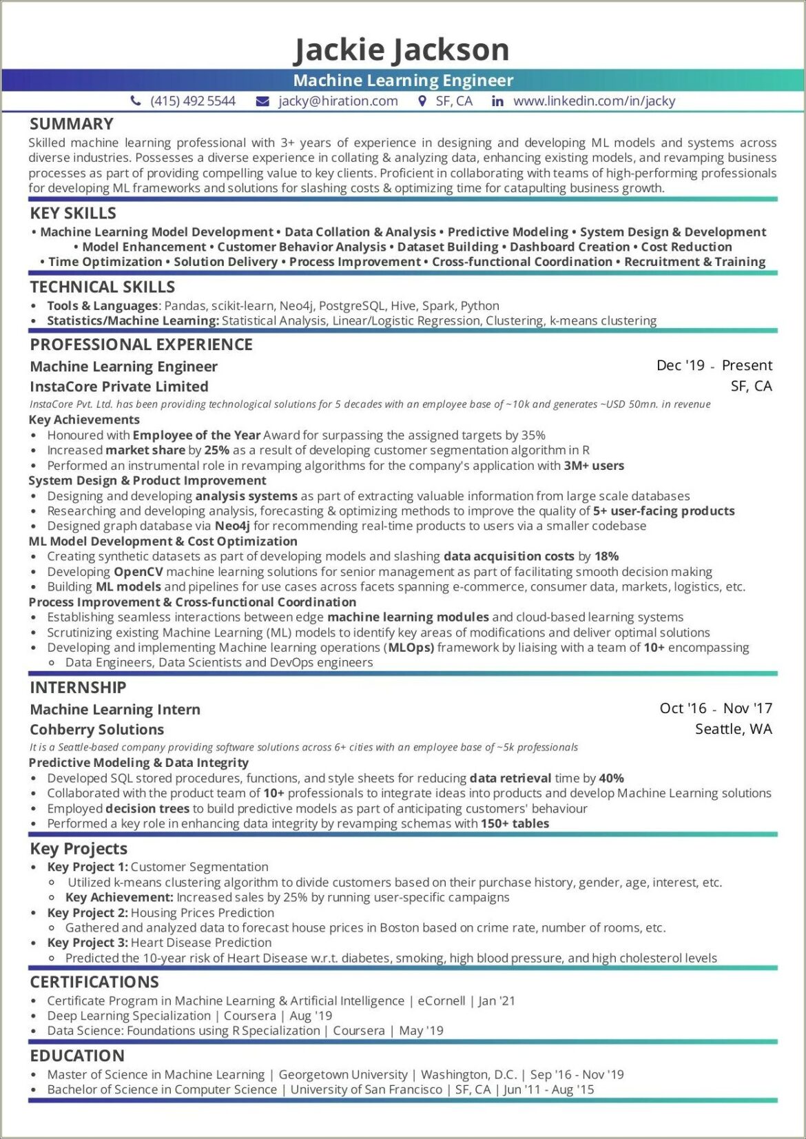 Resumes Machine Learning And Deep Learning Project Description