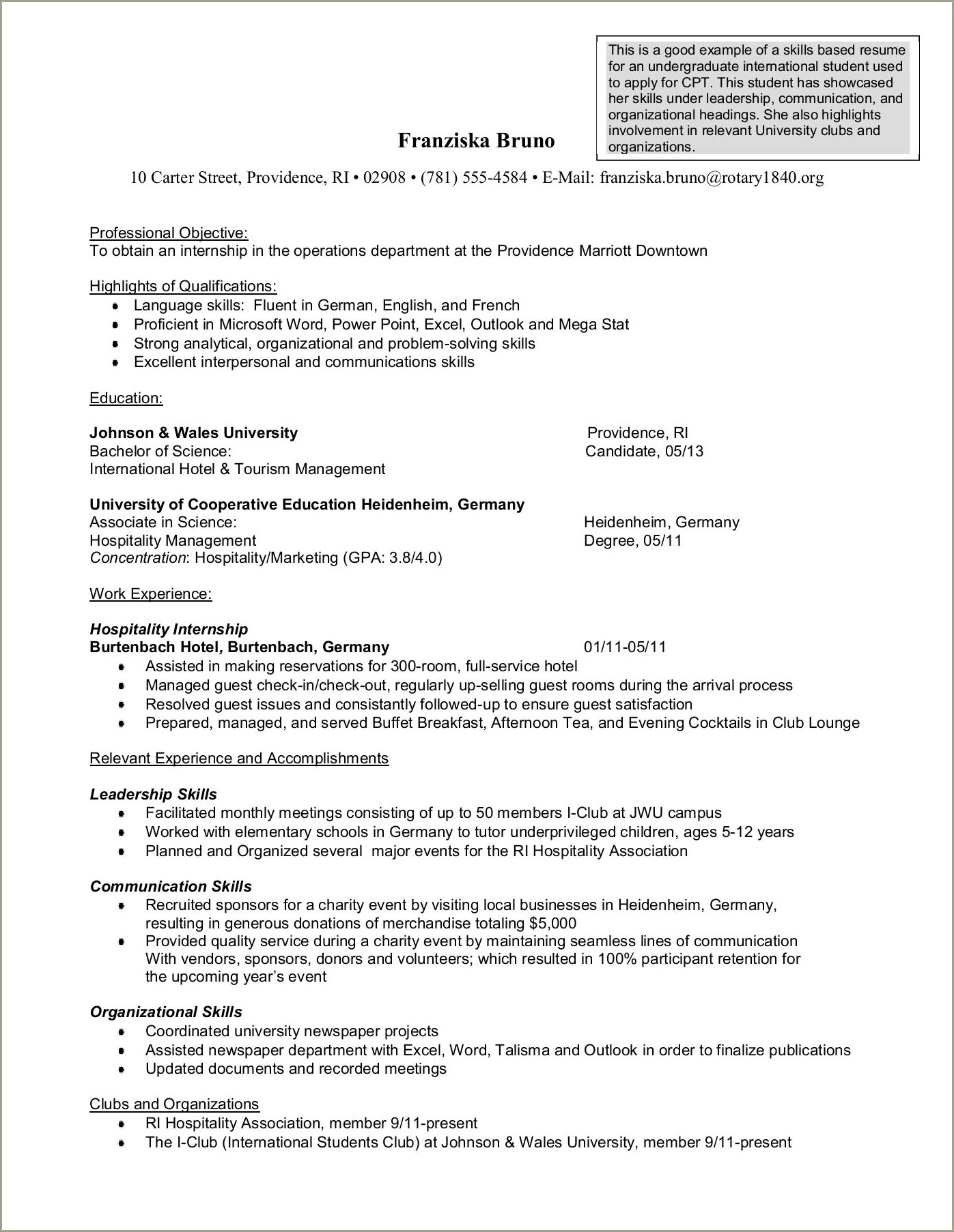 Resumes With National And International Experiences Included