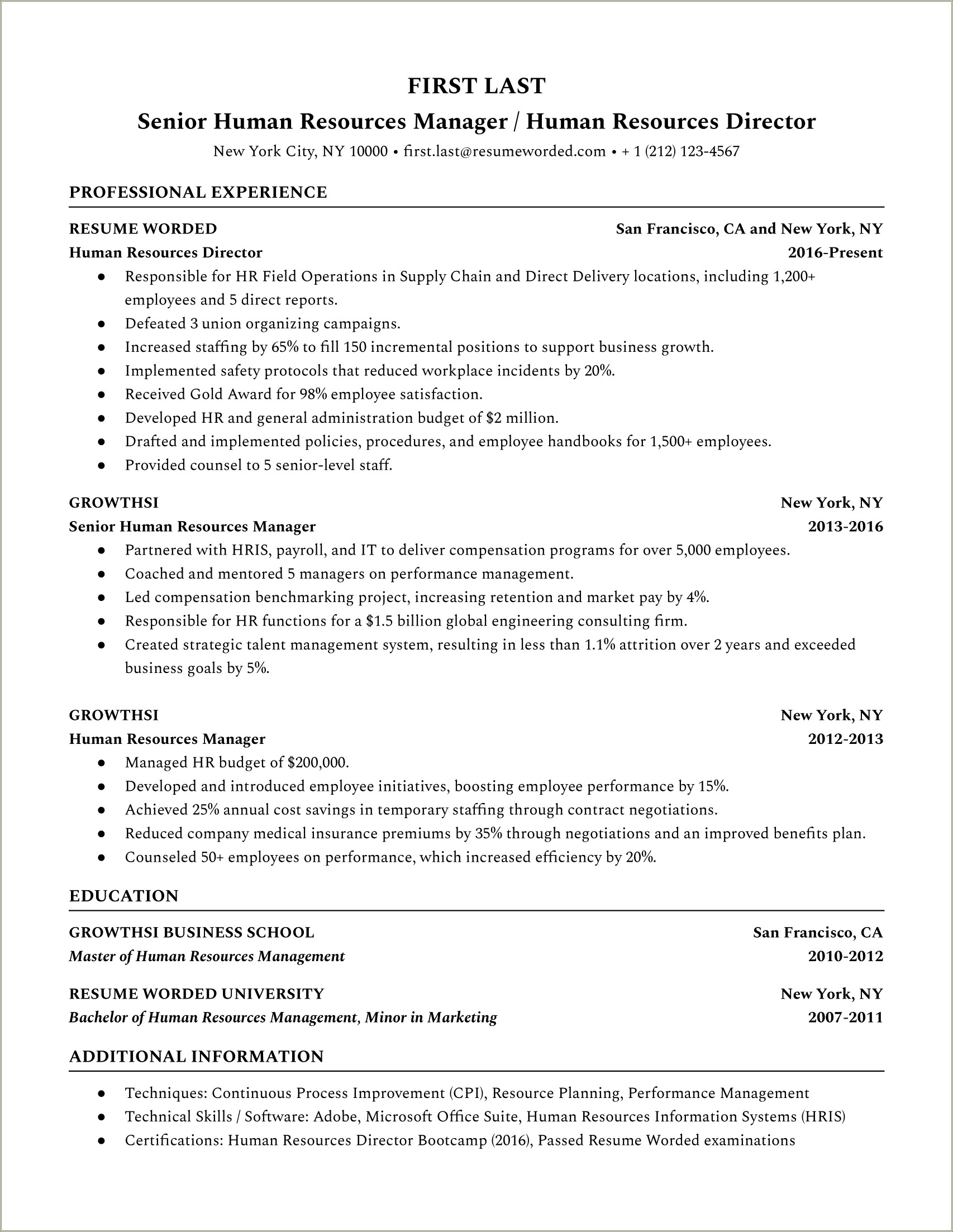 Resumes With No Experience Human Resources