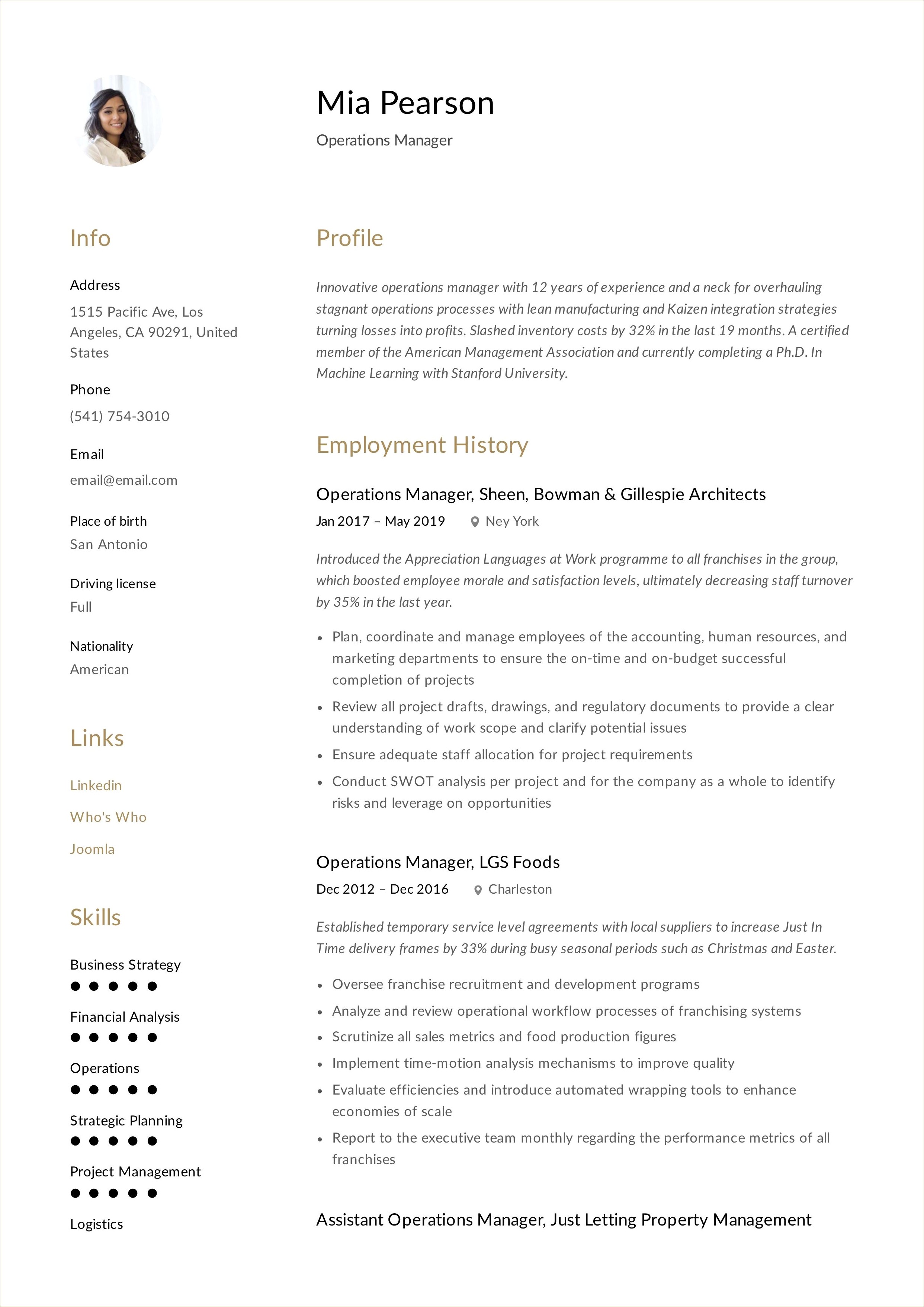 Retail Operations Manager Job Description Resume