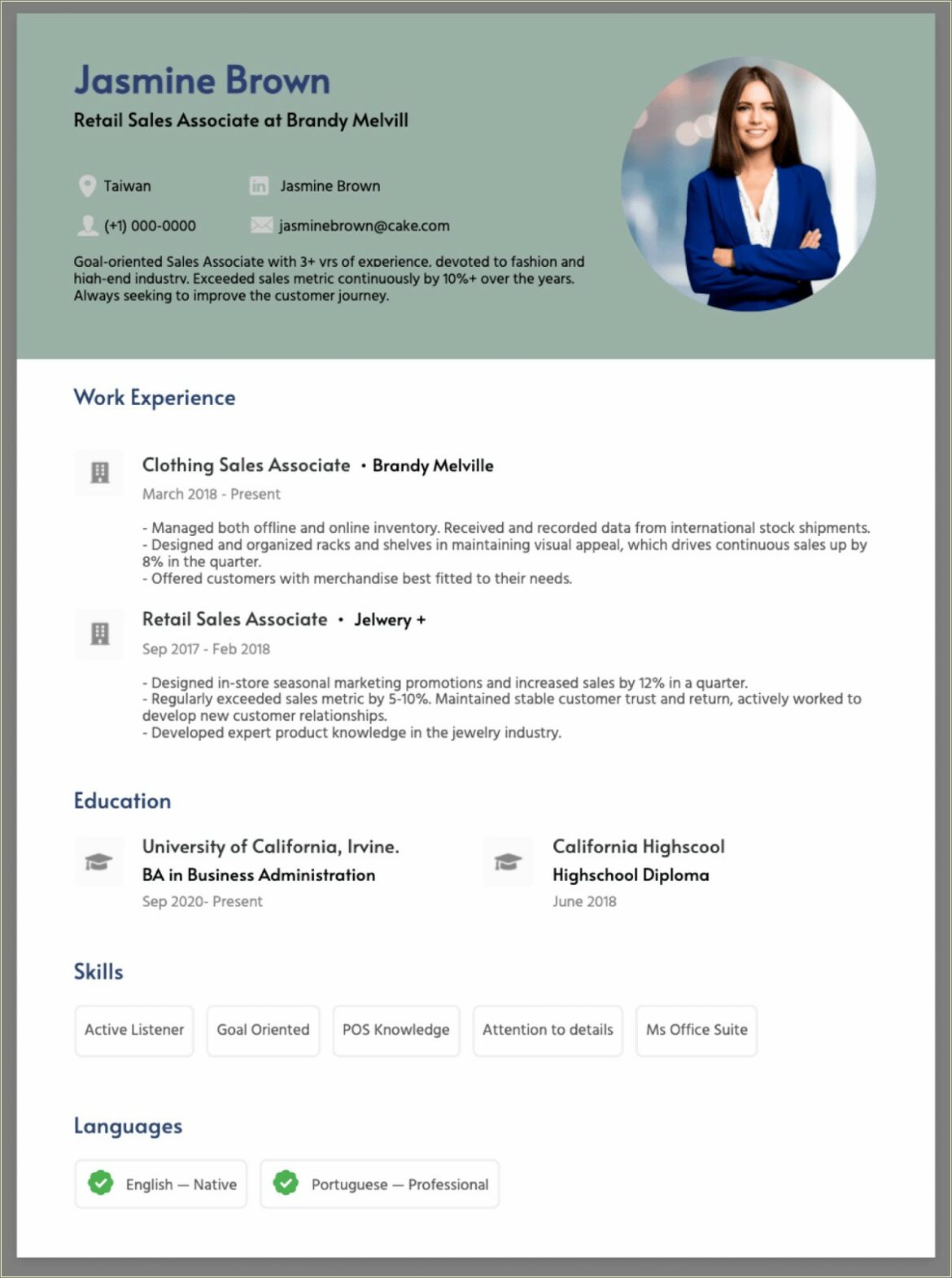 Retail Sales Associate Resume Objective Examples