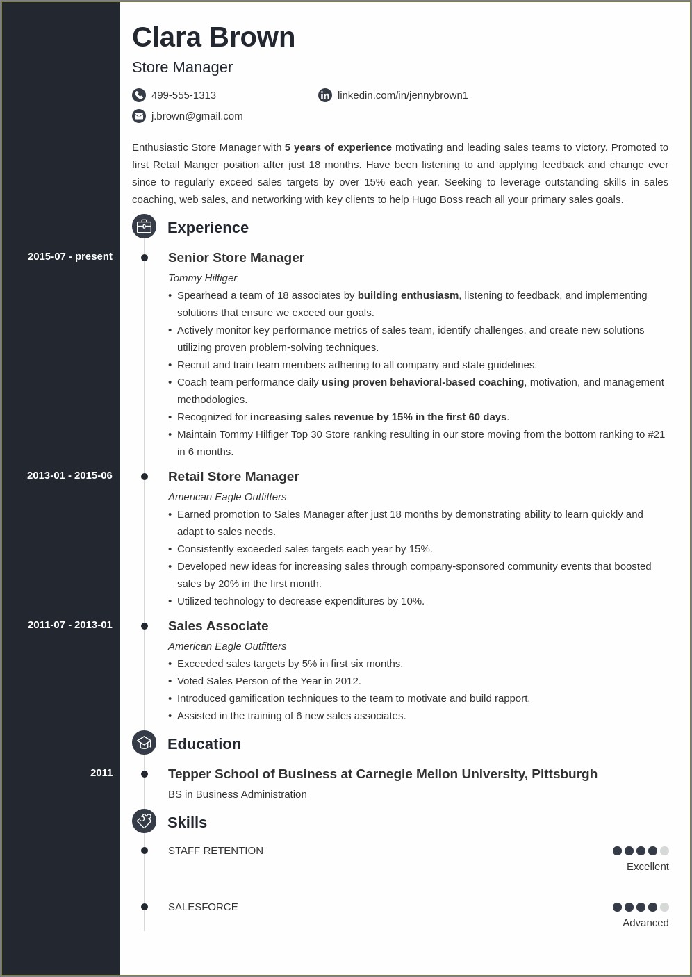 Retail Store Assistant Store Manager Resume
