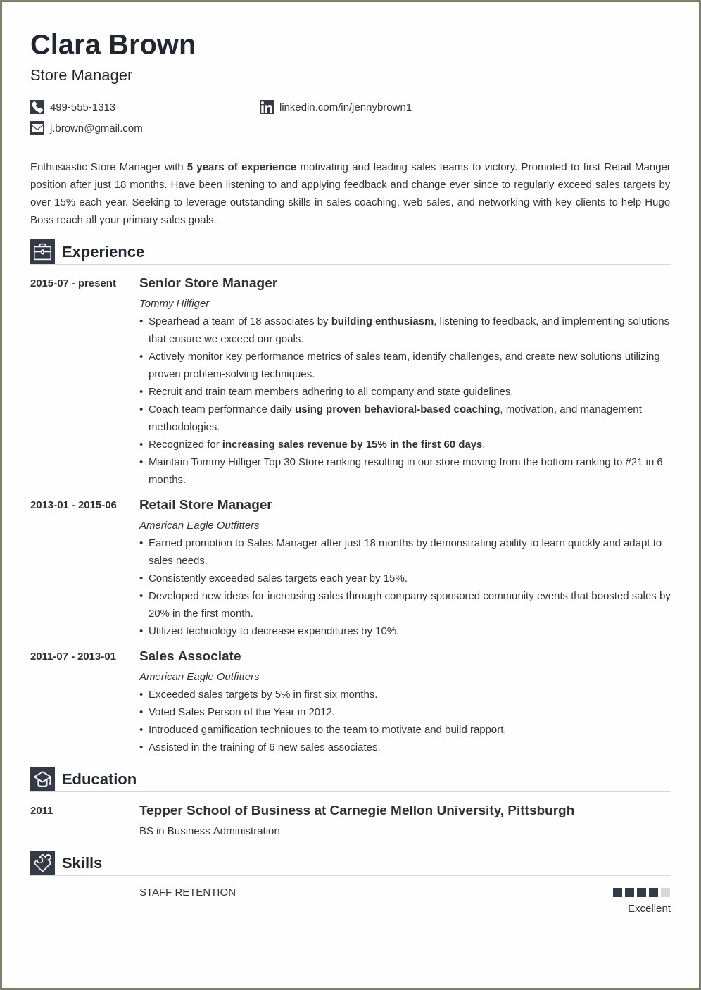 Retail Store Manager Job Duties For Resume