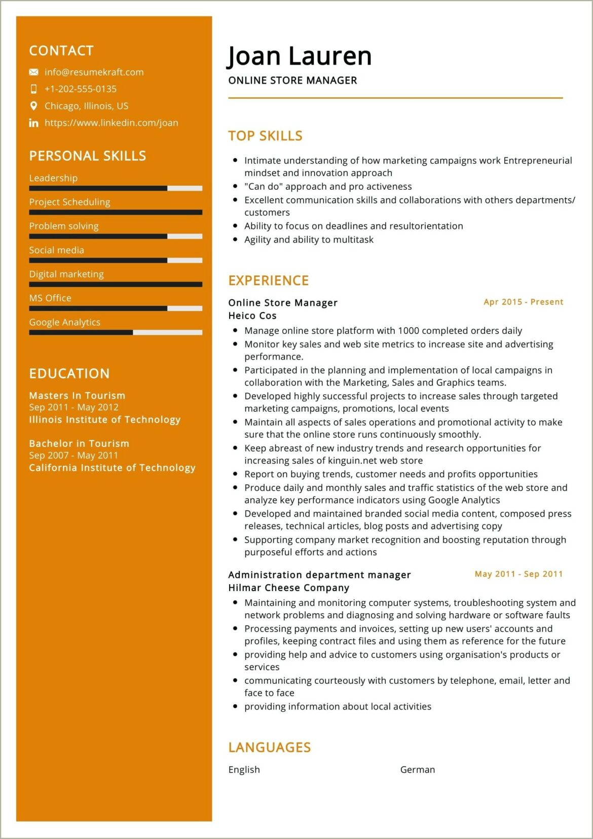 Retail Store Manager Resume Format Download