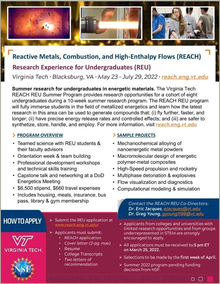 Reu Research Experience Undergraduates On Resume