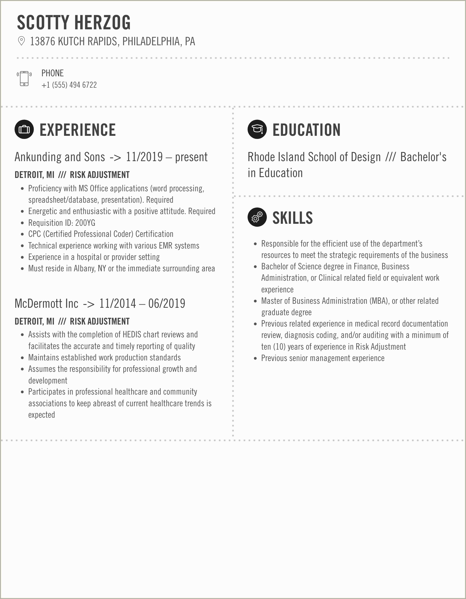 Risk Adjustment Provider Educator Sample Resume