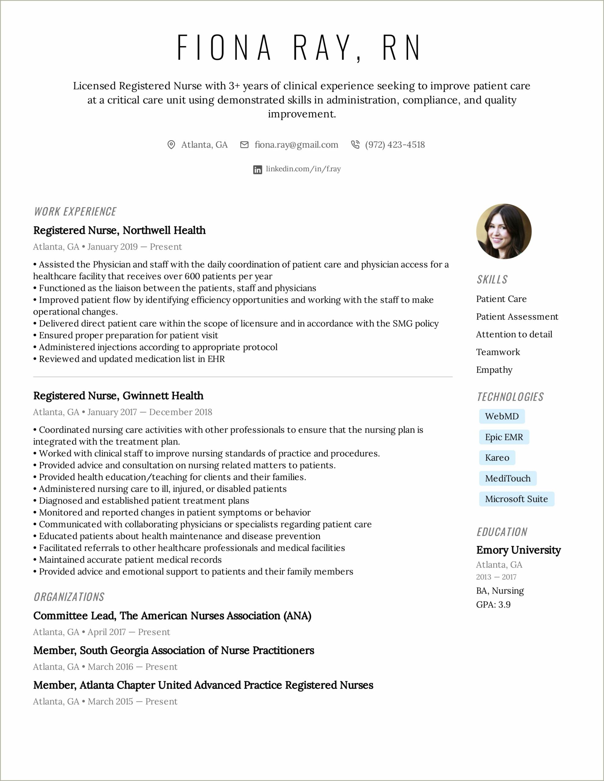Rn Call Center Resume Face Sheet Example