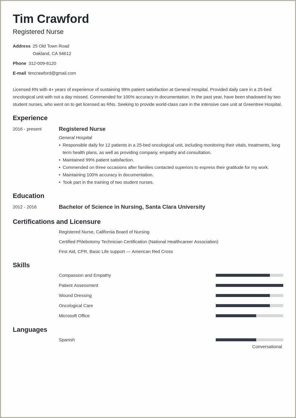 Rn Professional Summary On Resume For Or