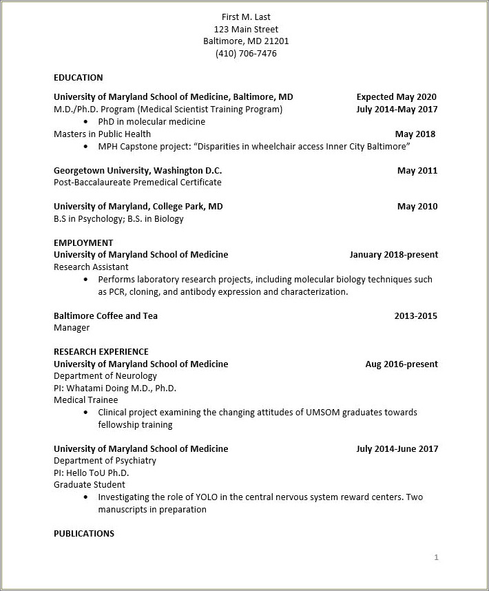 Rules For Resumes For Medical School