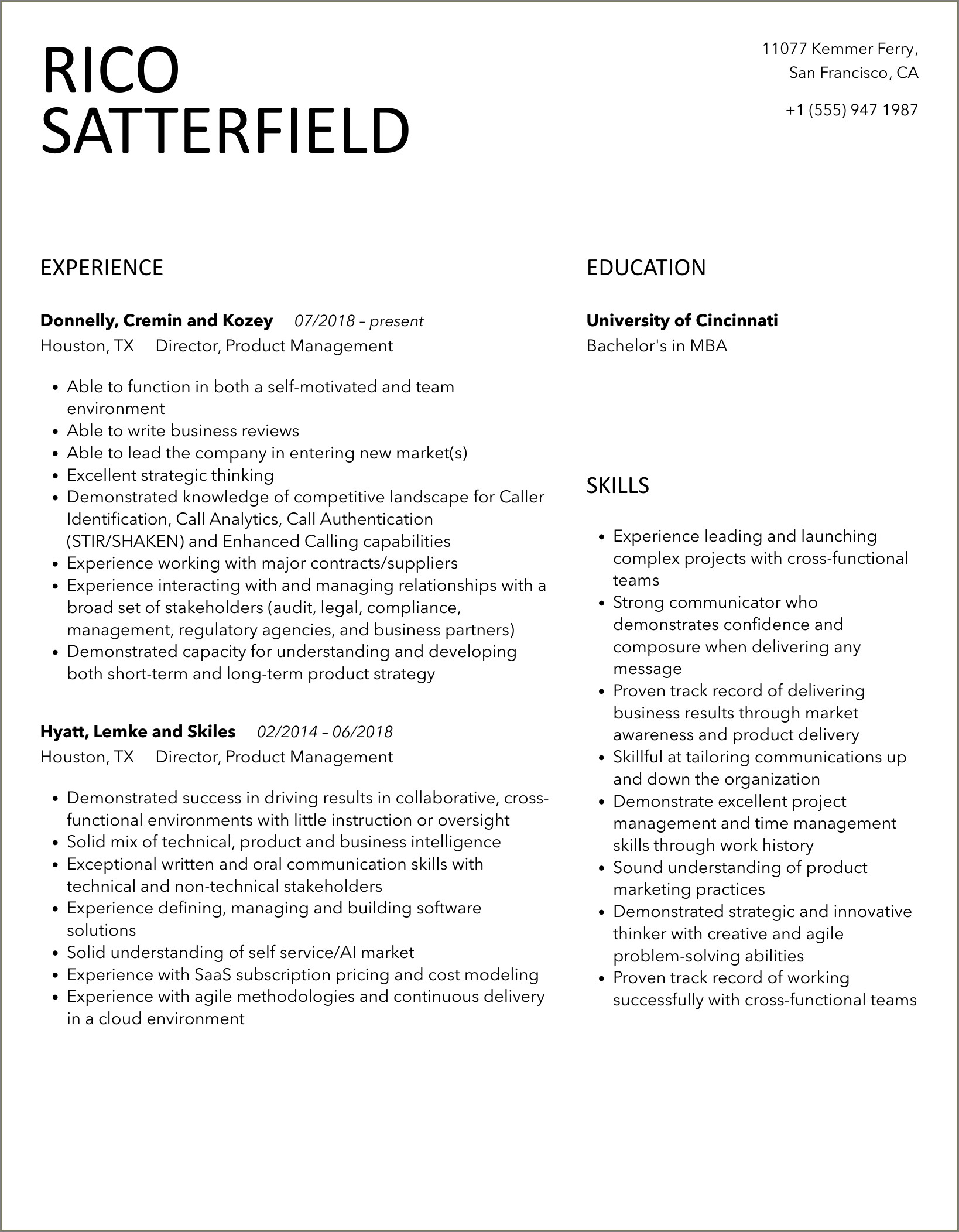 Saas Product Management Seattle Wa Resume