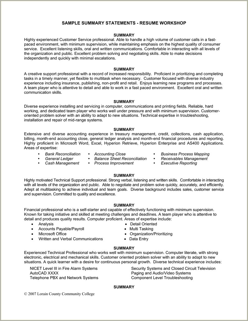 Sales And Customer Service Resume Professional Summary