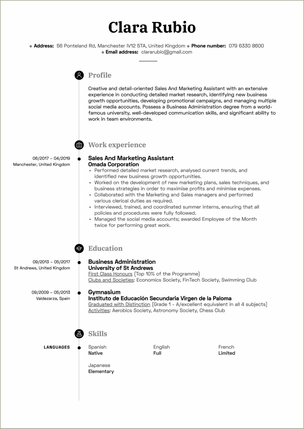 Sales And Marketing Jobs Resume Sample