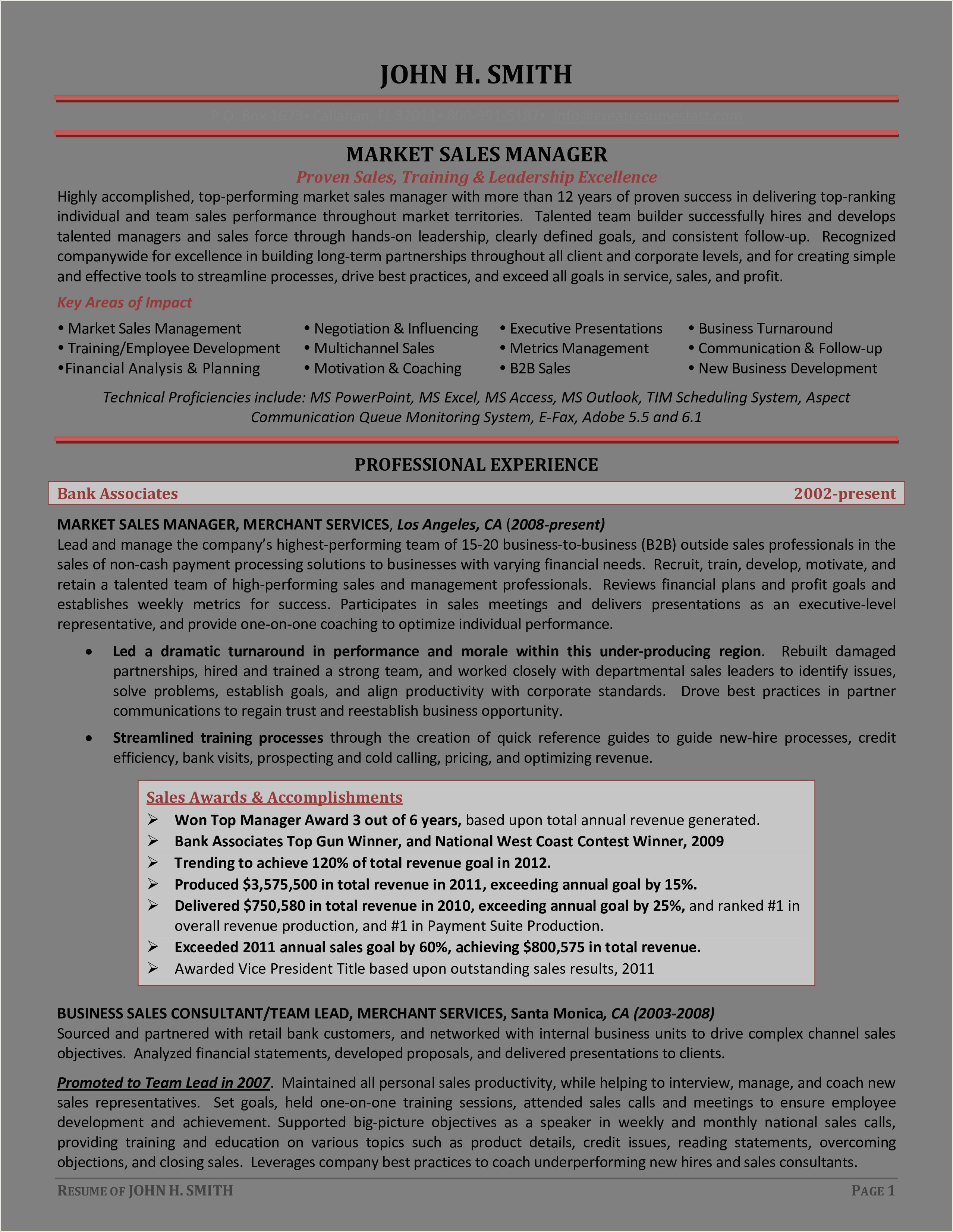 Sales And Marketing Resume Sample Doc Download