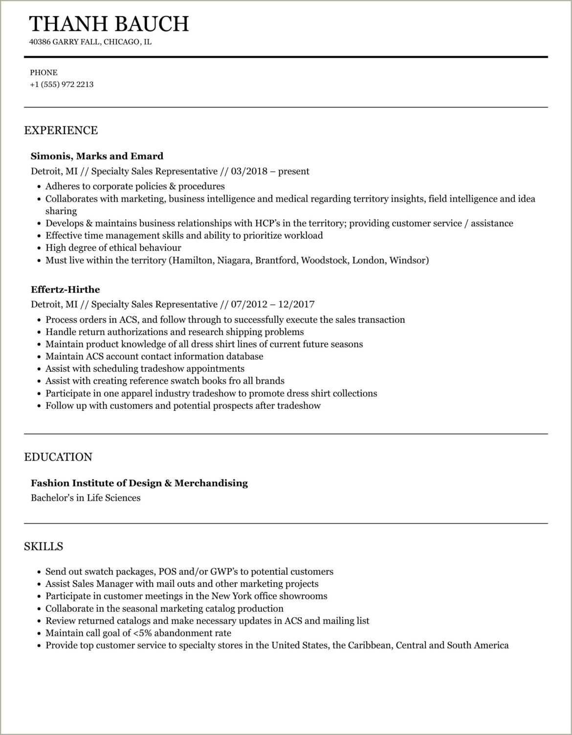 Sales Associate At Windsor Resume Sample