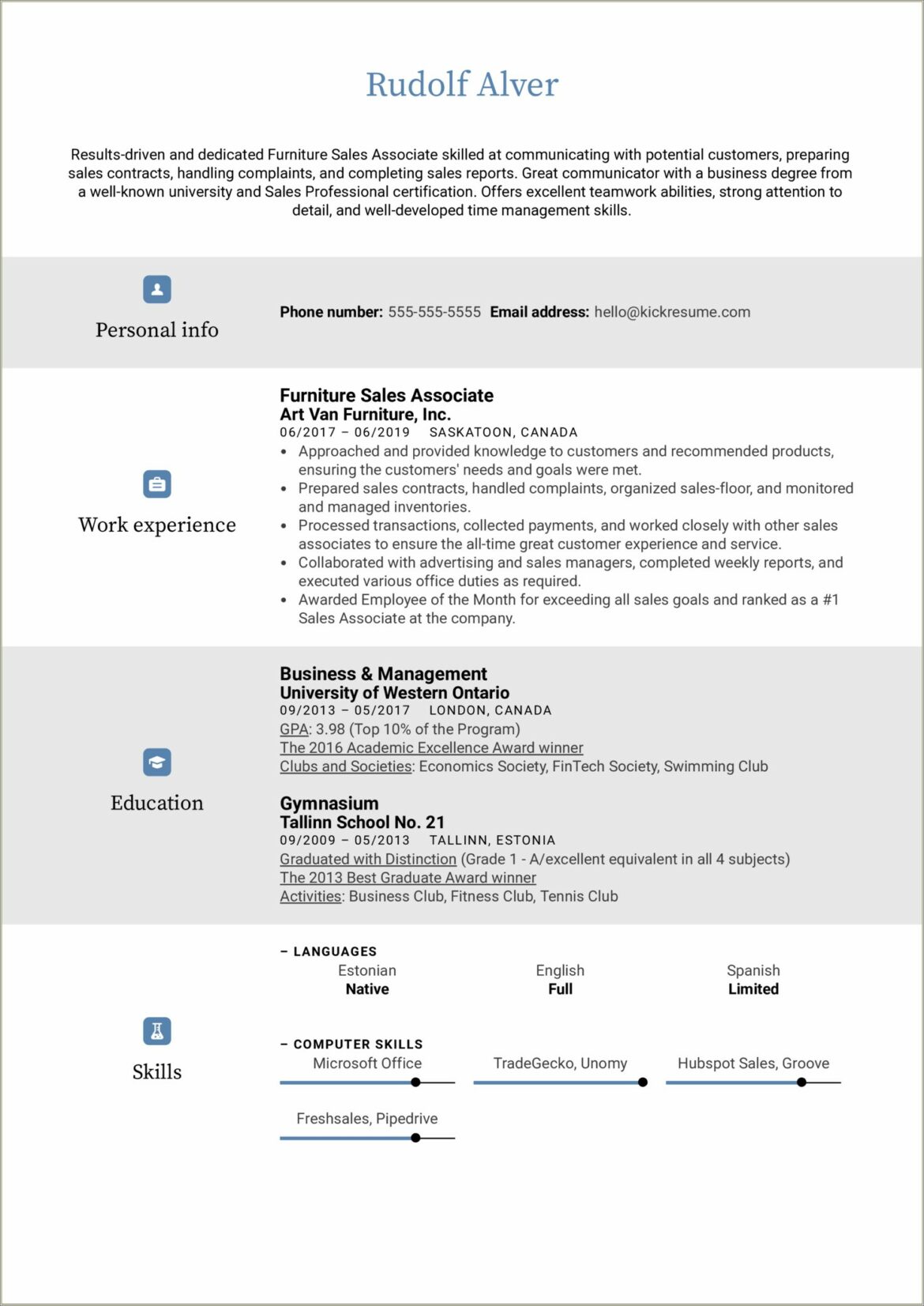 Sales Associate Professional Summary For Resume