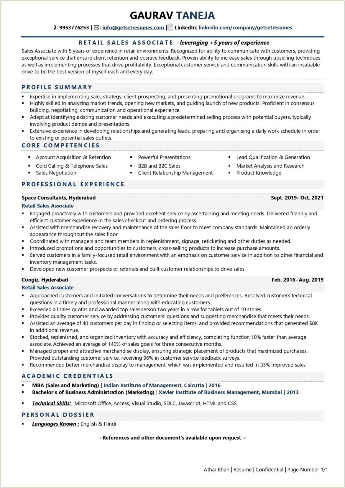 Sales Associate Resume No Job Experience Education