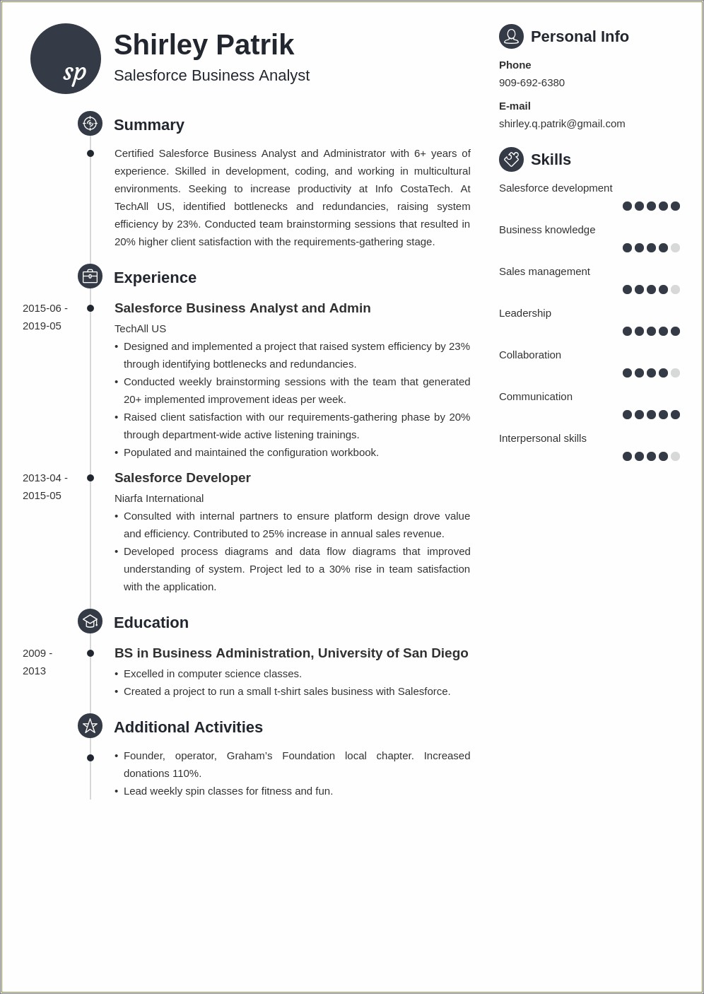 Sales Force Skills On A Resume