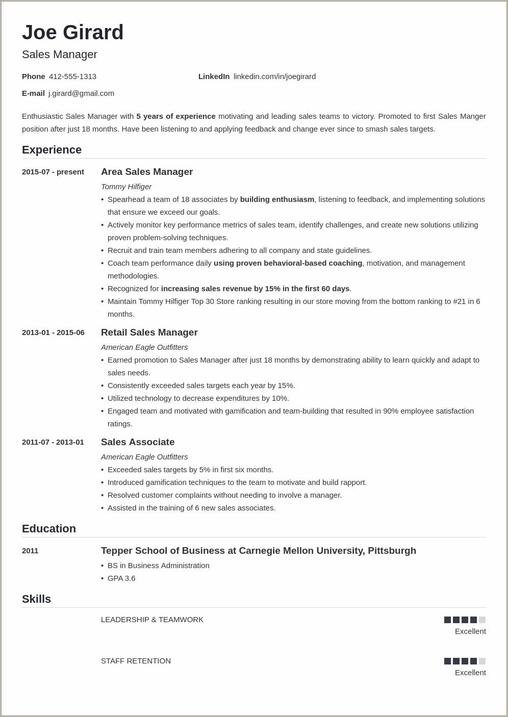 Sales Manager For Own Business Resume