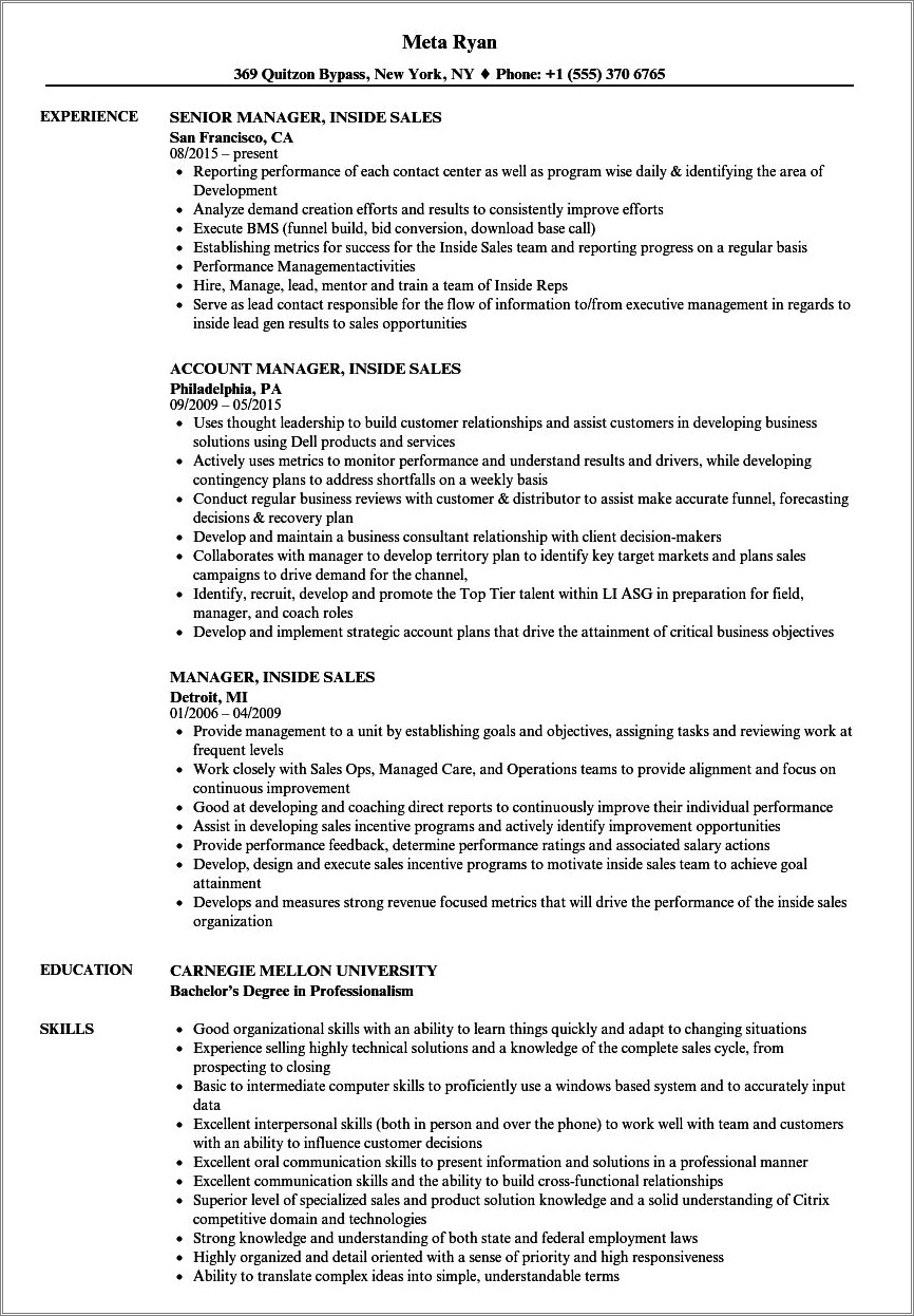 Sales Representative Tour Charter Resume Sample