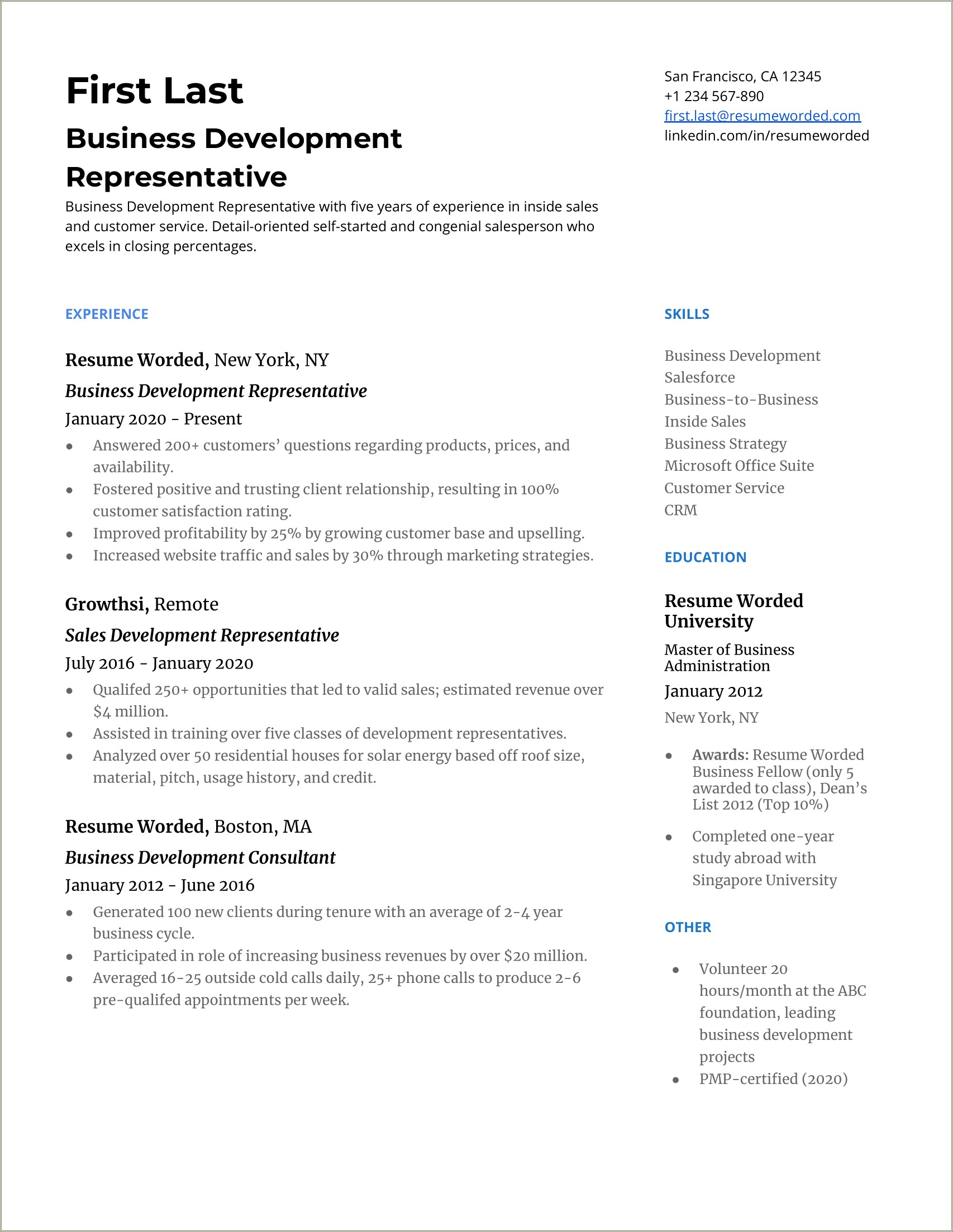 Sales Resume Skills And Abilities Examples