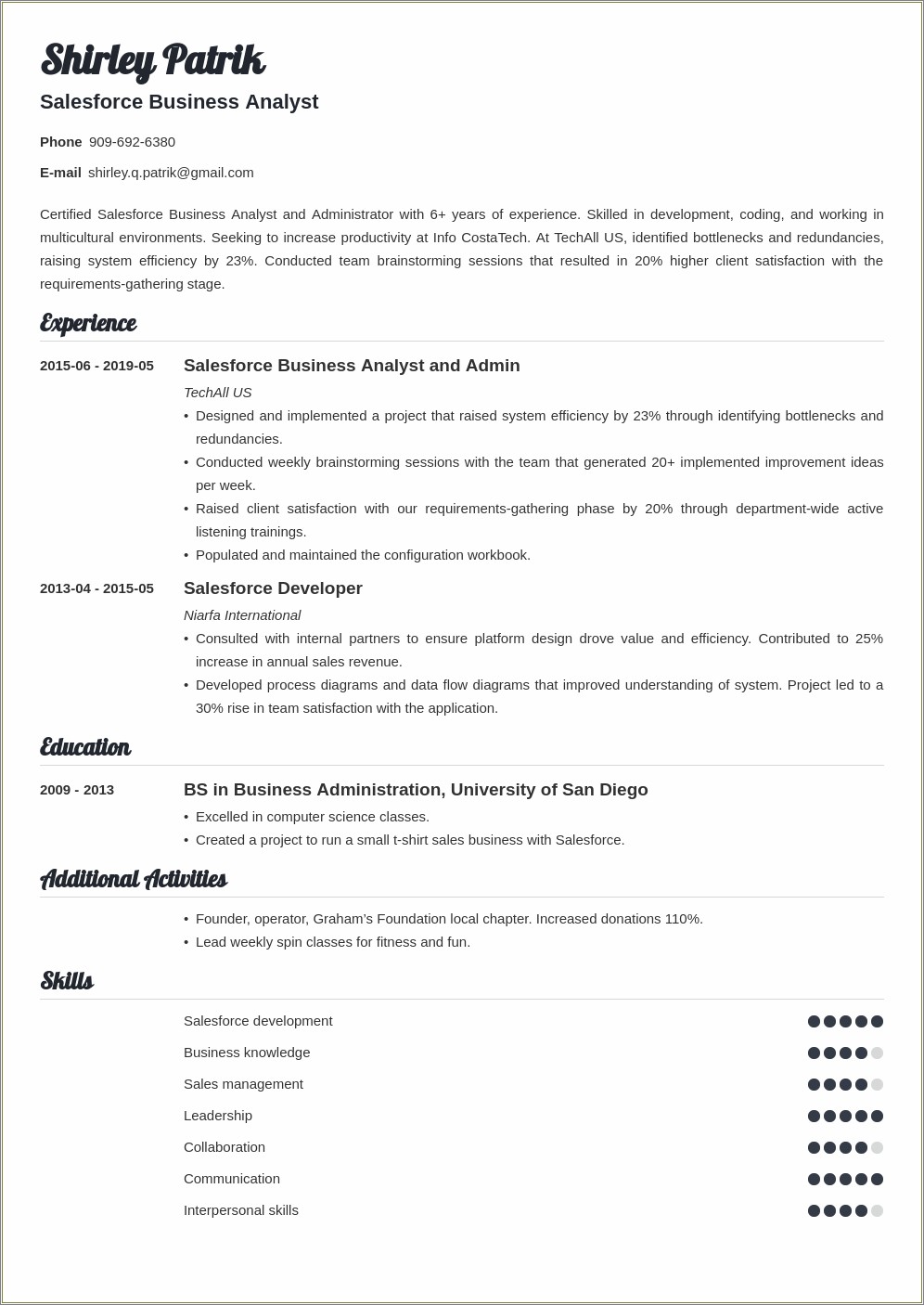 Salesforce Developer Resume For 4 Years Experience