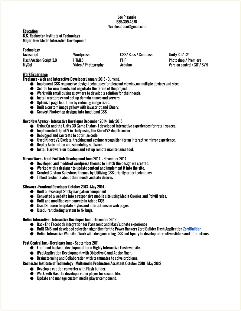 Salesforce Developer With C Experience Resume