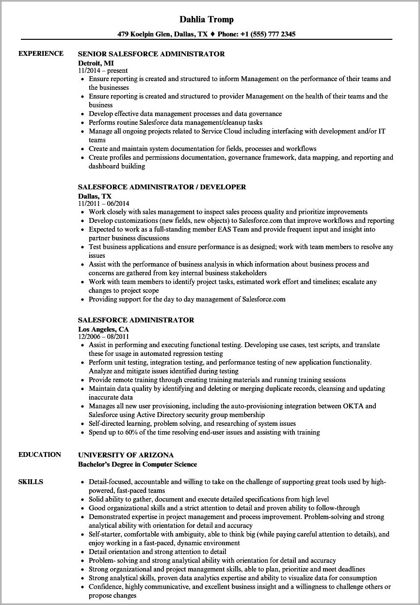 Salesforce Resume For 3 Years Experience