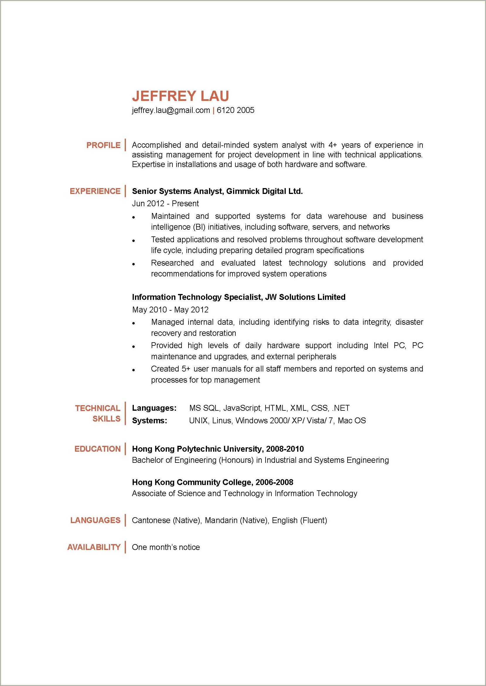 Sample 2 Page Resume Information Technology