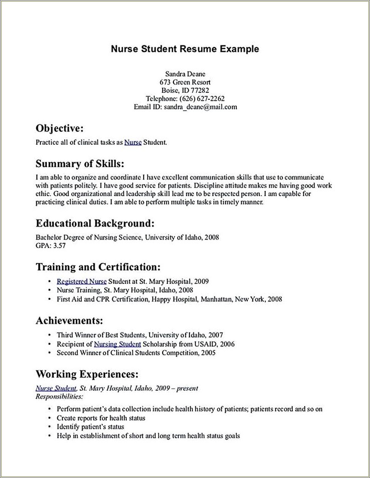 Sample About Me Resume For Students