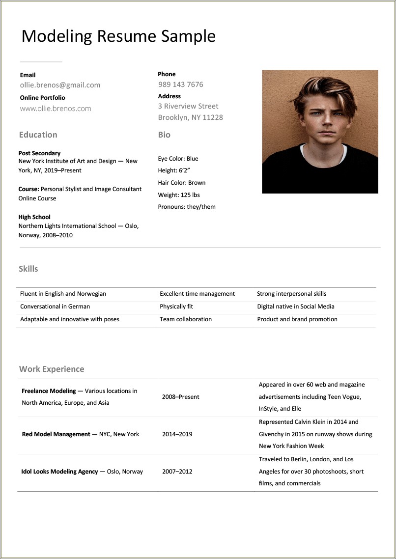 Sample Baby Modeling Resume No Experience