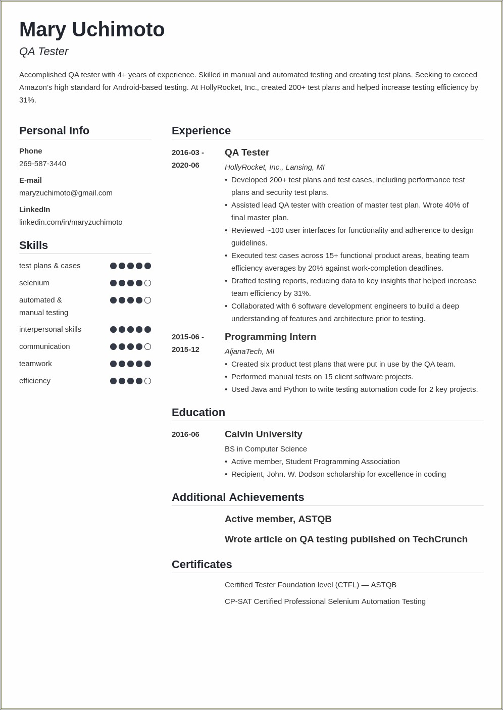 Sample Banking Resume For A Qa