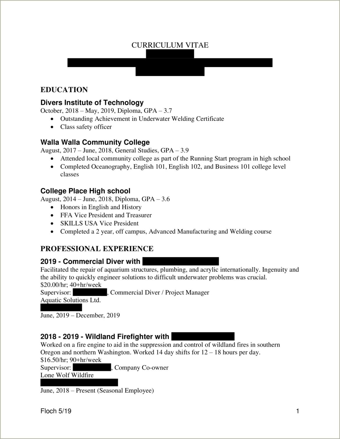 Sample Blue Collar Resume For Millwright