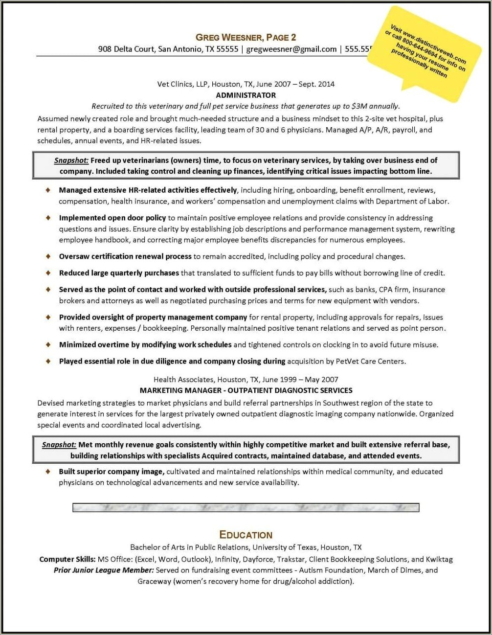 Sample Business Resume For Attorney Career Change