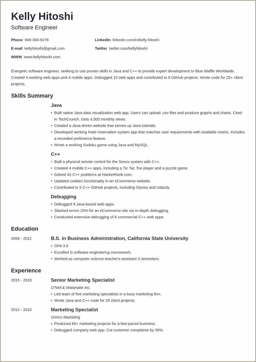 Sample Career Objective For Resume For Engineer