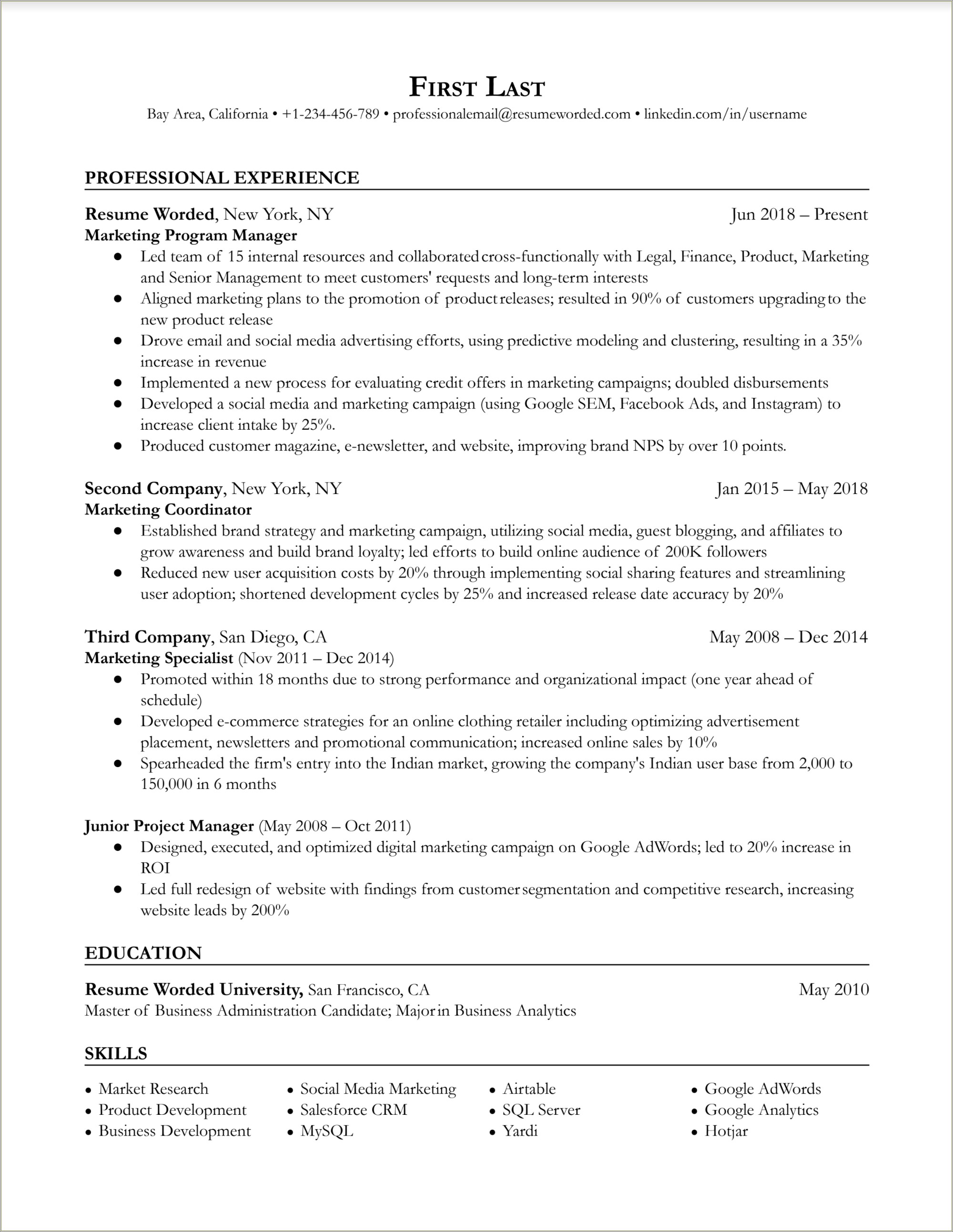 Sample Career Resume Marketing Coordinator And Development