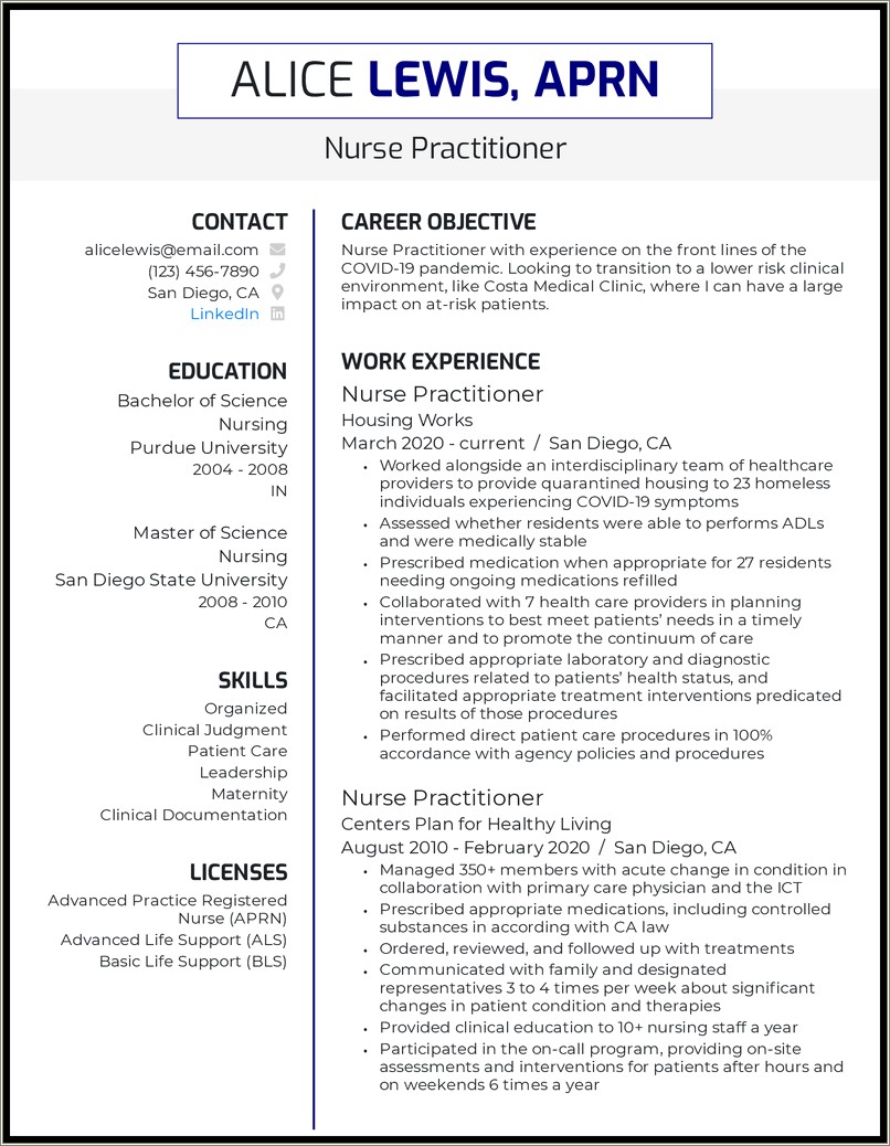 Sample Combination Type Resume Student Nurse