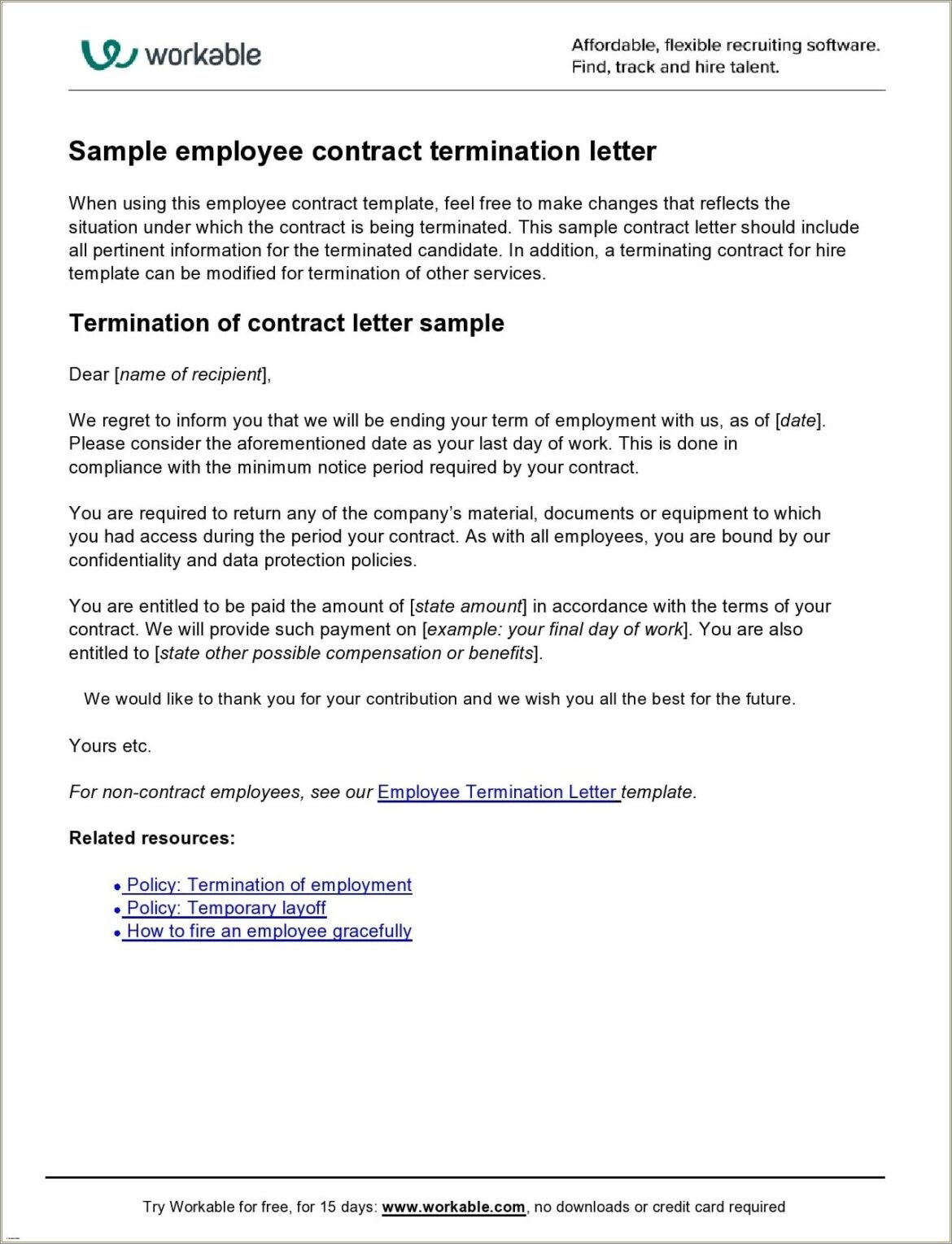 Sample Contractor Termination Lettergreat Sample Resume