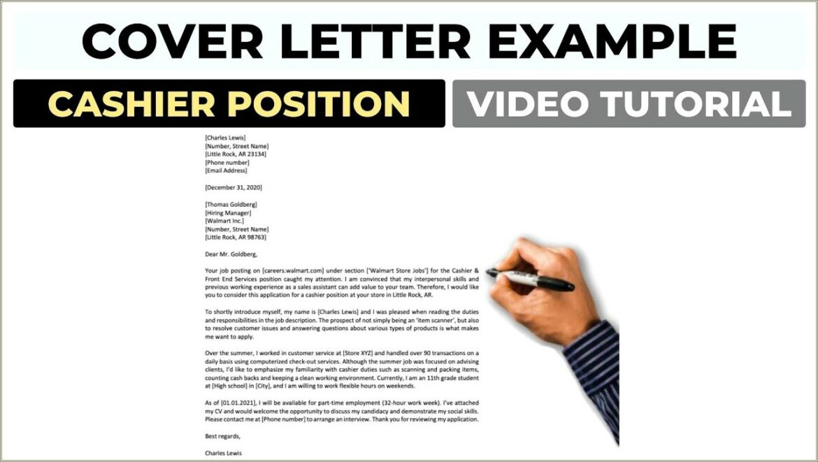 Sample Cover Letter For Resume Cashier