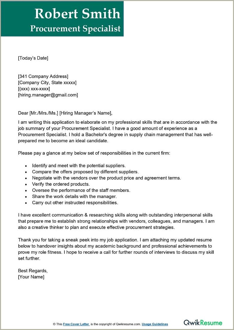 Sample Cover Letter For Resume For It Professional