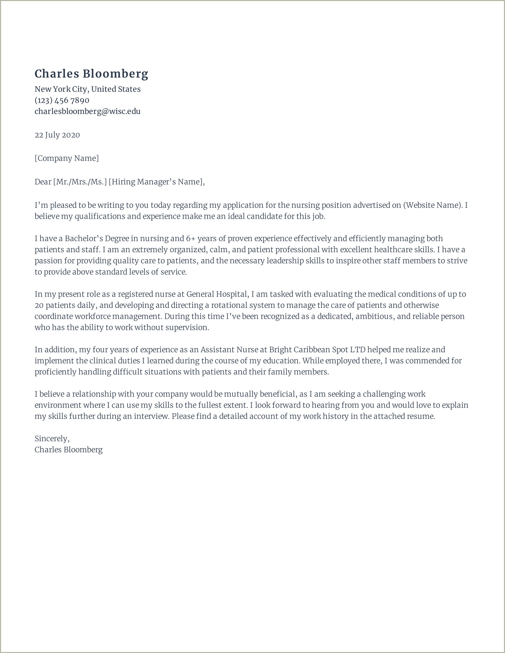 Sample Cover Letter For Resume Healthcare Management